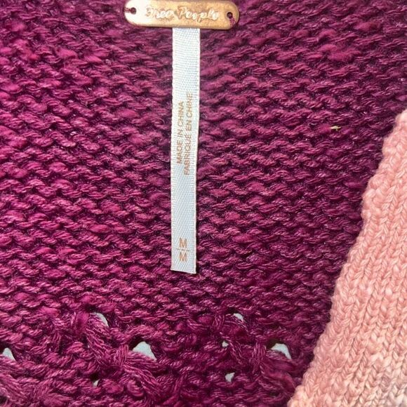✨Free People Pembrook Sz Medium Sweater in Moody Pink Combo Striped Cotton✨ - Picture 10 of 12